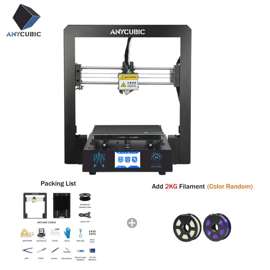 Mega-03Add2roll ANYCUBIC 3d принтер I3 Mega Impresora 3D DIY комплект полностью металлический большой размер печати сенсорный экран ЖК-нить 8 г SD карта 3d Drucker - Цвет: Mega-03Add2roll