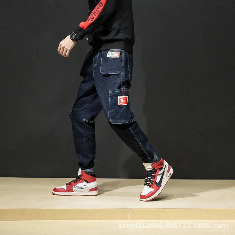 

2019 Autumn And Winter New Style Trend Japanese-style Harem-Style Loose-Fit Multi-pockets Handsome Students Skinny Cowboy Bib Ov