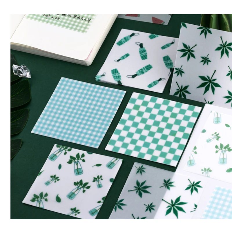 

30Pcs 11 styles Sulfuric acid paper series Memo Pad Sticky Creative Fresh Message DIY Note Paper School Office Stationery Supply