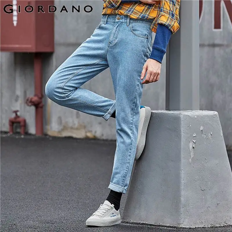Мужские джинсы с пятью карманами Giordano повседневные зауженные брюки со средней
