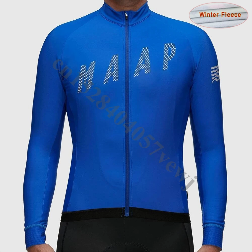 Белый Мужская одежда MAAP pro team для велоспорта, зимняя одежда для велоспорта, Джерси, термо-флис, длинный рукав, горный велосипедный свитер-Джерси велосипедный, Одежда XS-6XL - Цвет: Белый