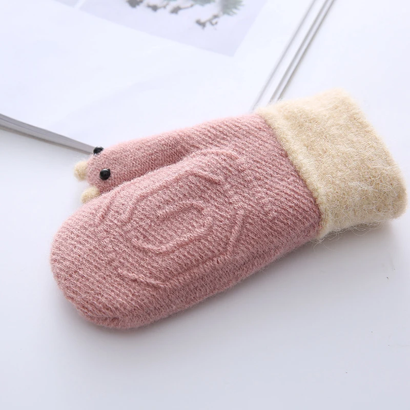 Cartoon Baby Gloves Winter Knit Wool Mittens Thick Children's Kids Keep Finger Warm Toddler Mittens