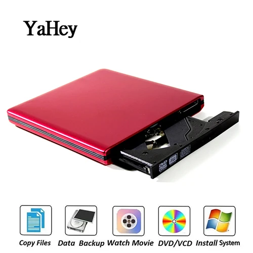 cd rom player YaHey Внешний USB 3.0DVD горелка привод Портативный DVD/CD RW Rewriter плеер совместим с Apple Mac Ноутбуки ПК Windows Linux OS - Цвет: cd rom player