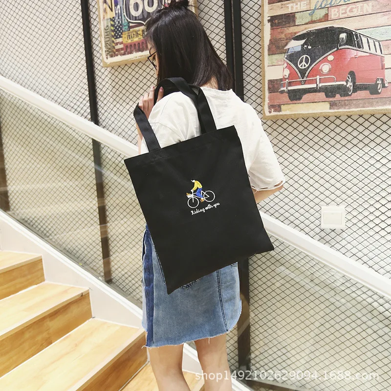 

Manufacturers Wholesale Customizable One Shoulder Canvas Bag Women's Korean-style Embroidered Students Tutorial Simple Literatur