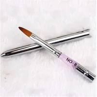 Hot Sale 1pc Five Models Optional Purple+Silver Handle Pure Animal Hair Nail Art Pen Pedicure Tool Acrylic Nail Brushes 1