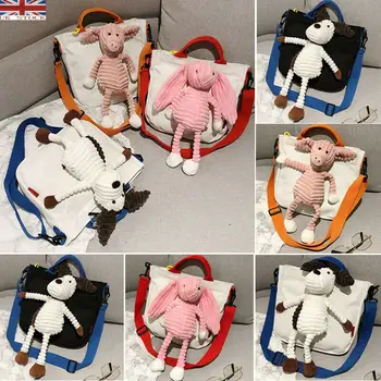 

Women Lovely Animal Canvas Schoolbag Travel Bag Fashion Casual Solid Cartoon Cute Girls Multifunction Handbag Shoulder Crossbody