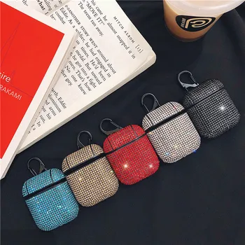 

fashion diamond glitter shiny sparkling crystal bluetooth wireless headphone cover for apple airpods 1/2 charging case