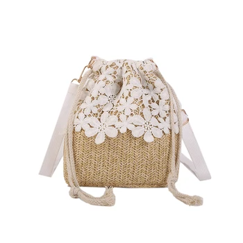 

Women's Bag Fashion Lace Woven Bucket Bag All-Match Messenger Bag Ladies Crossbody Street Girls Hand Bag