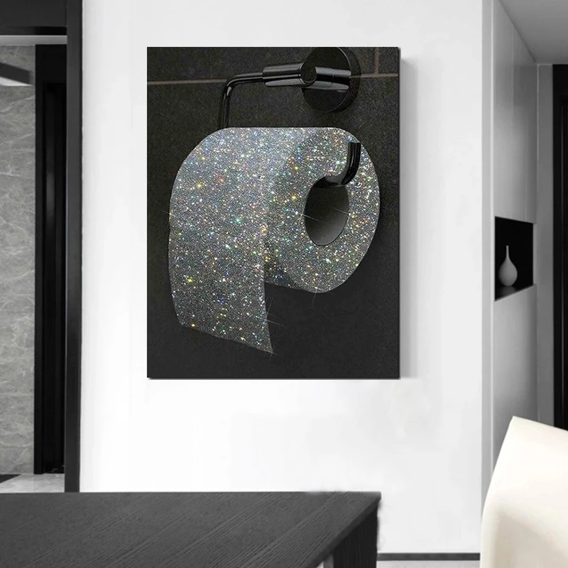 Wall Art Toilet Roll Paper Color Glitter Diamond Creative Niche Luxury Bedroom Living Room