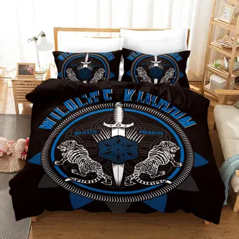 

Tiger with Sword Bedroom Decor Black Bedding Set 100% Soft Microfibe 1PC Duvet Cover with Pillowcases No Comforter Drop Ship