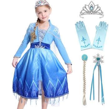 

Girls Princess Elsa 2 Dress Blue Party Princess Dress Set Fancy Clothing Set Cosplay Costume Christmas Birthday Patry for Kids