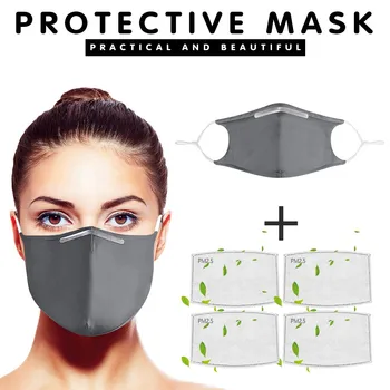

Unisex Face Mask With 4 PCS Filters Gasket Windbreak Seamless Quick-drying Dustproof Keep Mouth Mask Face sheild Mascherina