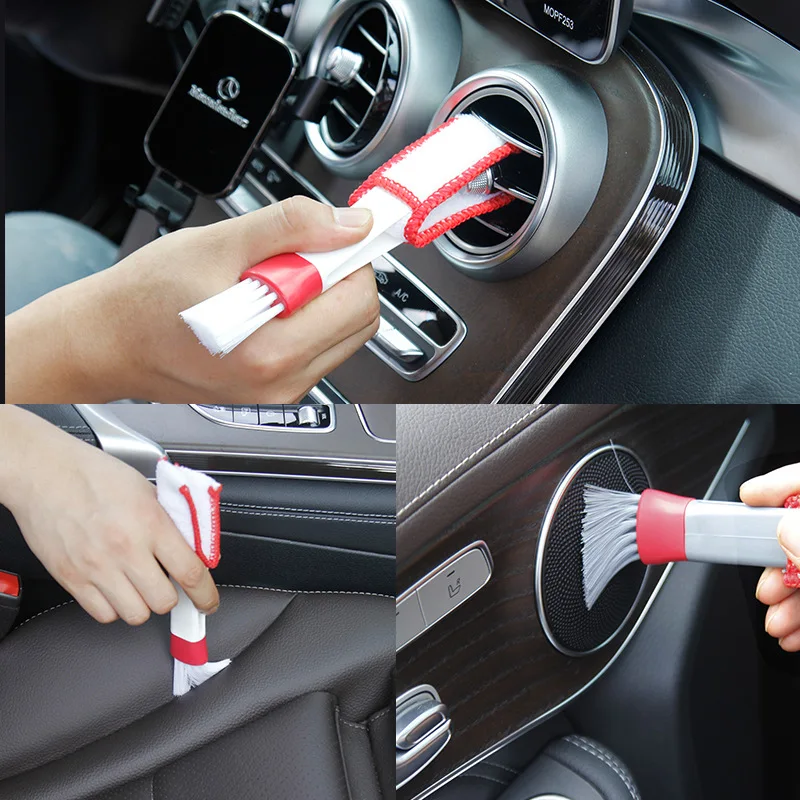 

Double Ended Car Cleaning Brush Air Conditioner Vent Slit Clean Brush Detailing Dust Removal Blinds Keyboard Duster Brush