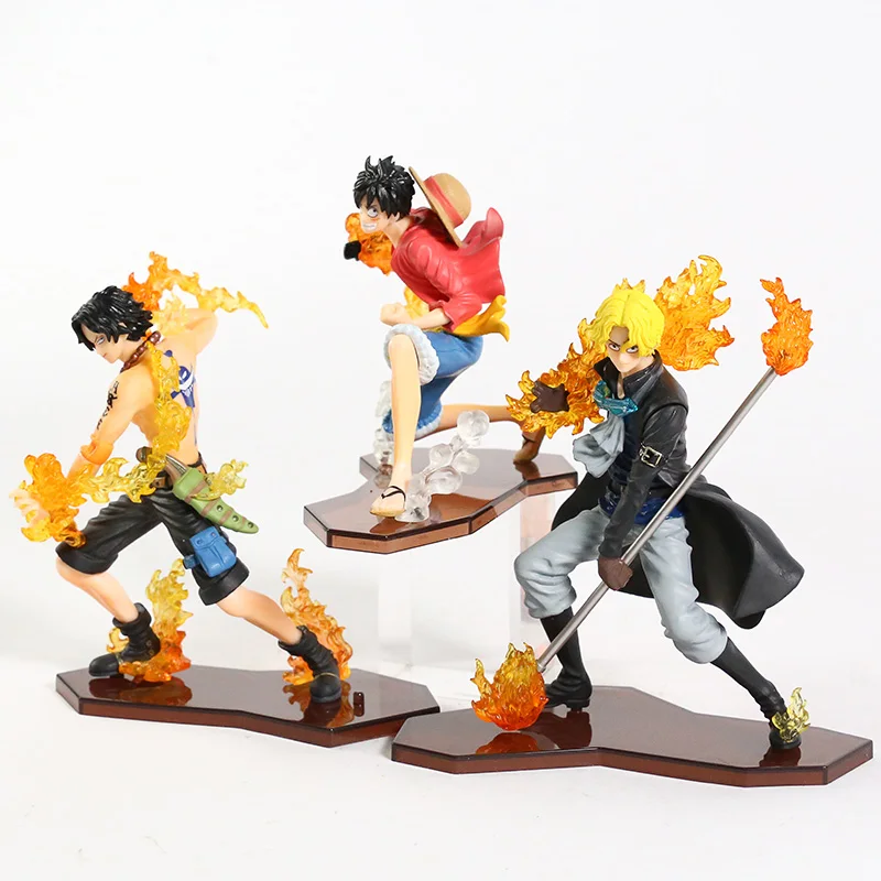 Аниме One Piece Attack Styling Luffy + Sabo Ace ПВХ Фигурки коллекционные модели игрушек 3