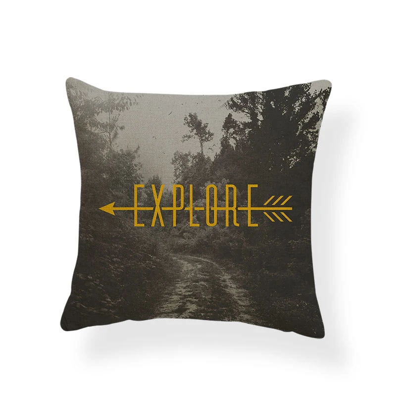 9 Custom Landscape Cushion Cover Black Text Forest Ocean Geometry Pillow Living Room Linen Linen 45*45Cm Decoration Throw Pillow - Цвет: 9