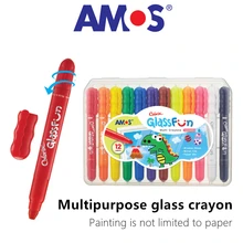 AMOS GF6PC Fun Artboard стеклянный набор цветных мелков, легкий в очистке, безопасный и здоровый нетоксичный безвкусный моющийся яркие цвета