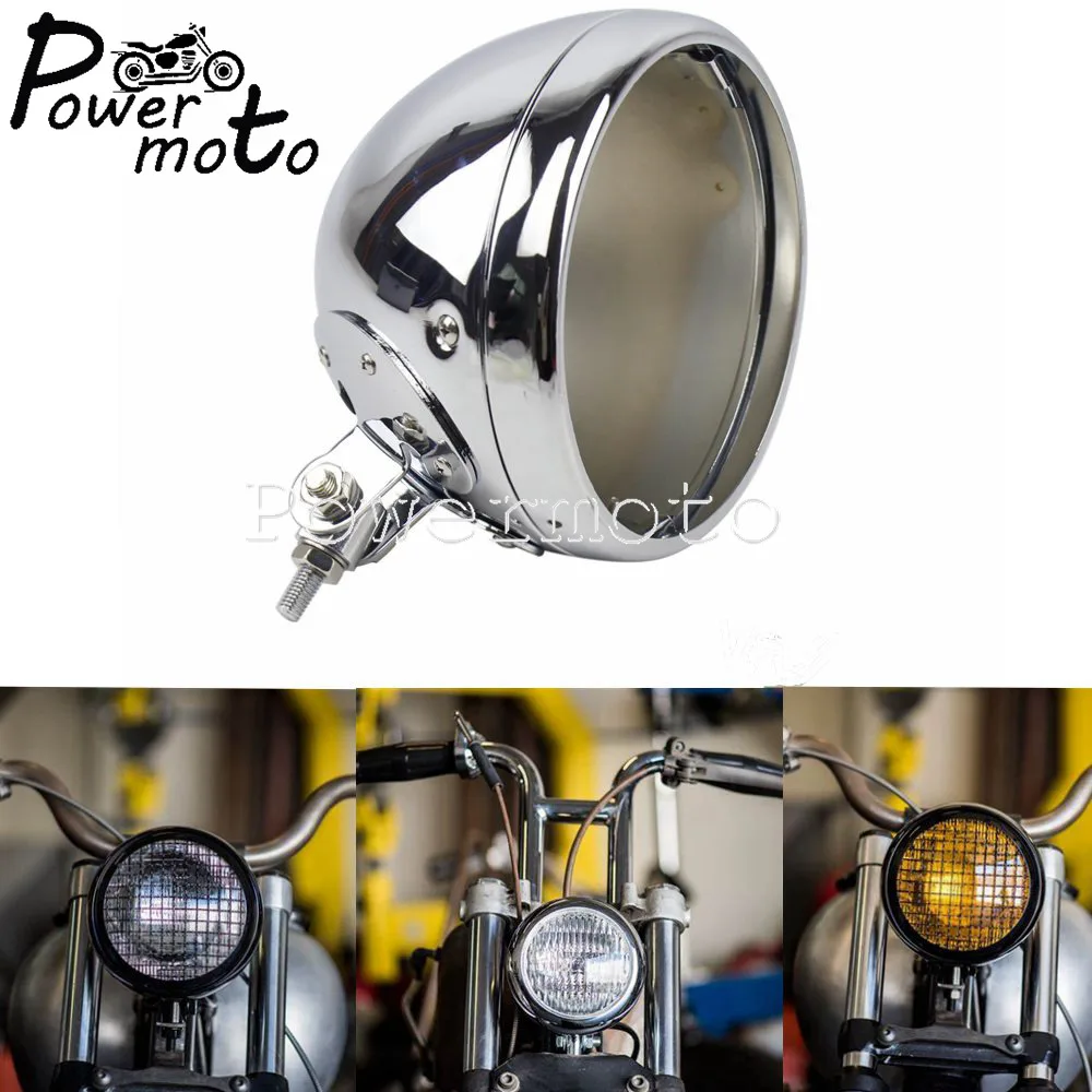 Motorcycle Lighting & Indicators New Motorcycle 7Inch Chrome HeadLight