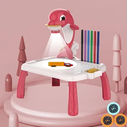 Tablero de pintura para niños, mesa de proyector, escritorio de juguete multifuncional, escritura, manualidades, aprendizaje, dibujo, juguetes educativos