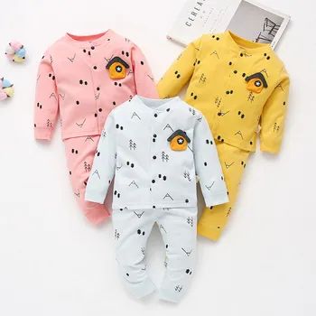 

2020 Spring Autumn High Quality Clothing Pants Set 0-2year Baby Cotton Pajamas Long Sleeve Underwear for Boys and Girls