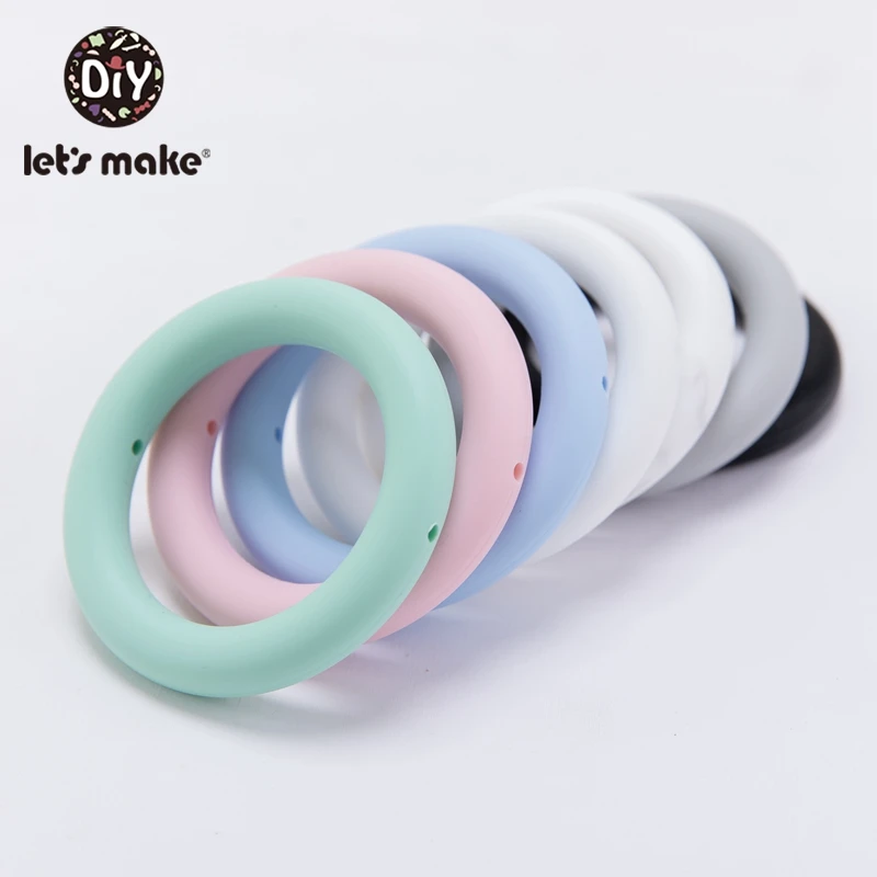 

Let's Make 1pc Silicone Teething Beads 65mm Baby Toys For Nursing Necklace Rattle Baby Feeding Silicone Ring Baby Teether