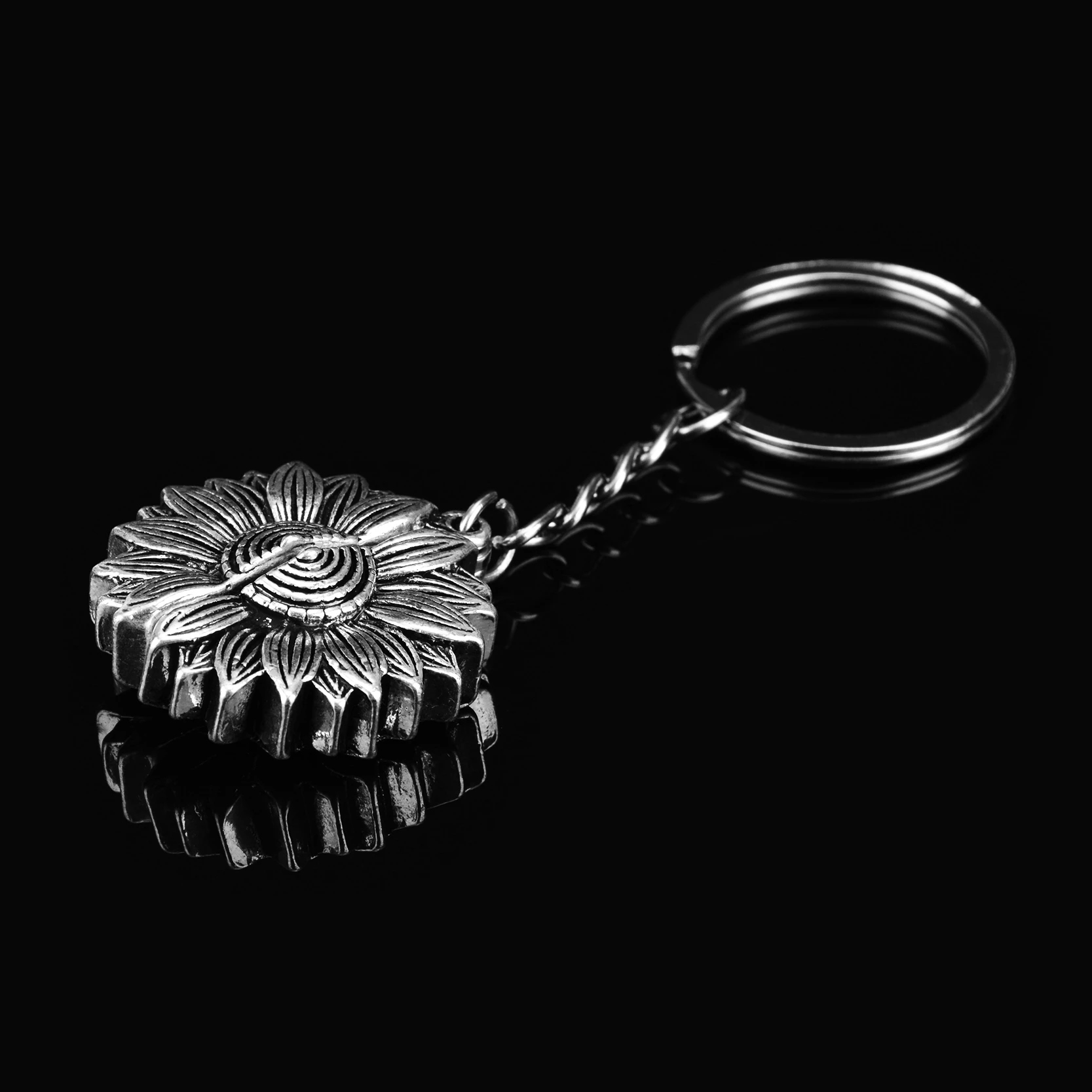 New Style Sunflower Keychain Follow Your Bliss Engraved Lettering Key Chain Men Women Couples Boyfriend Anniversary Gift Jewelry