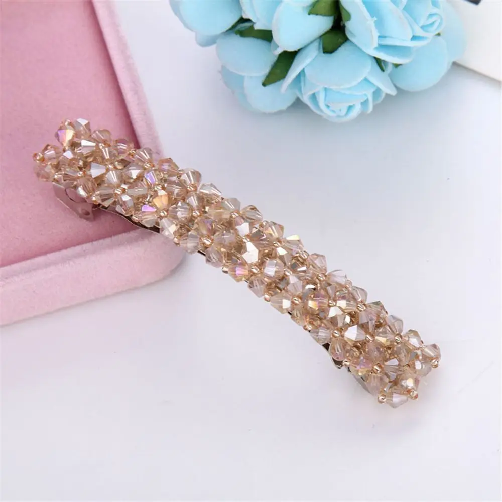 1Pcs Bling Crystal Hairpins Headwear for Women Girls Rhinestone Hair Clips Pins Barrette Styling Tools Accessories 7 Colors - Цвет: champagne