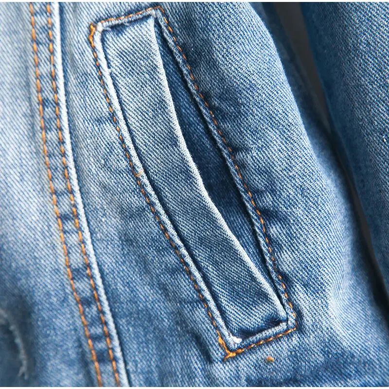 Укороченная джинсовая куртка размера плюс с дырками 4Xl 5Xl, синяя куртка-бомбер с светильник, короткие джинсовые куртки Jaqueta с длинным рукавом, повседневное джинсовое пальто