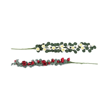 

2 Pcs 1/12 Doll House Miniature Handcrafted Clay Climbing Rose Wattle White Yellow & Red