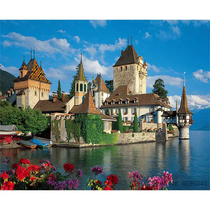 

Painting By Numbers Frameworks Coloring By Numbers Home Decor Pictures Landscape Castle Decorations RSB8154