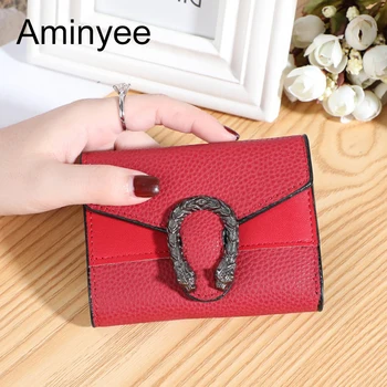

Aminyee Vintage Mini Wallet for Women Purse Card Holder Leather Business Card Holder Case for Women Wallet with Photo Window