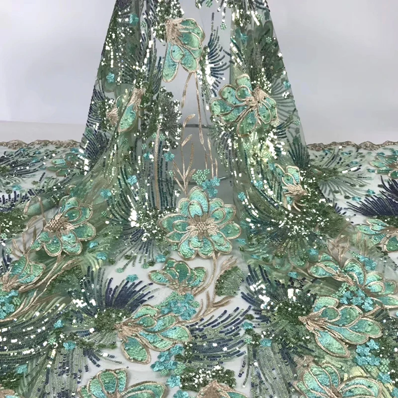 Новейшее поступление африканская кружевная ткань чудесный цветок вышитый с блестками Тюль французская кружевная ткань для вечернего платья