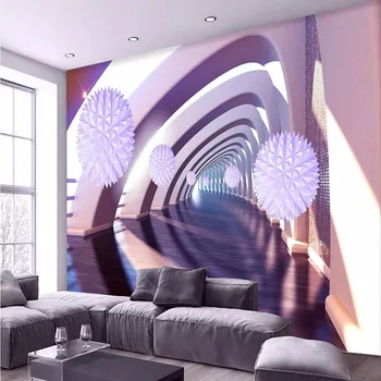 

Custom large mural 3D wallpaper Modern creative 3D space abstract sphere purple bedroom TV back wall decor deep 5D embossed