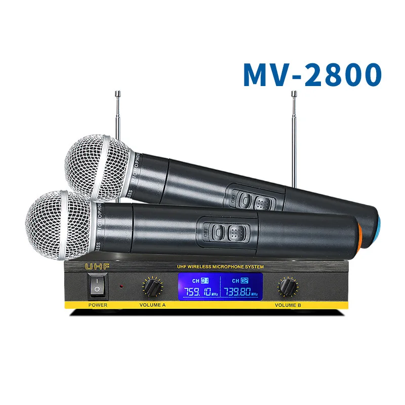 

OPQ-2Pcs Professional Wireless Condenser Handheld Microphone Mic with Receiver Box Cordless Microphone Mic Kareoke KTV Singing E