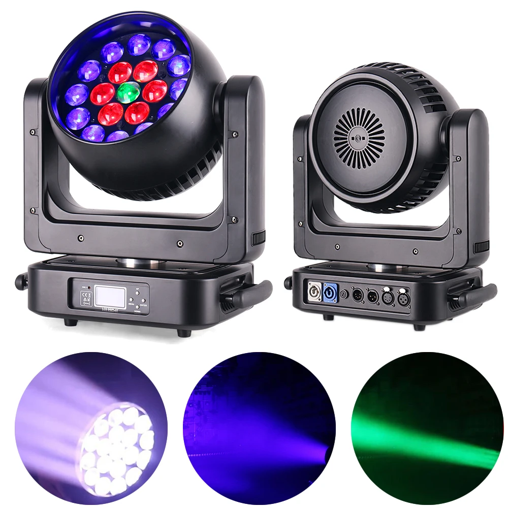 Professional LED 19x25W RGBW 4IN1 Zoom Wash Beam Moving Head Light Multiple DMX Modes For Disco KTV Stage Party DJ Club Bar