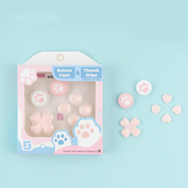 Cat Paw Thumb Grip Cap Joystick Button Stickers Key Skin Cover Shell NS Thumbstick Case For Nintendo Switch Accessories