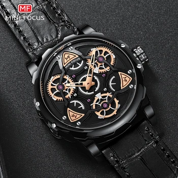 

Fashion Men's Watch Luxury Rotating Dial Waterproof Leather Watch Personality Sport Quartz Wrist Watch Relogios Masculino