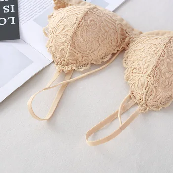 

Fashion French Style Underwear Sexy Lace Deep V Intimates Bras Women Bralette Floral Brassiere Wireless Bra Ultrathin Lingerie