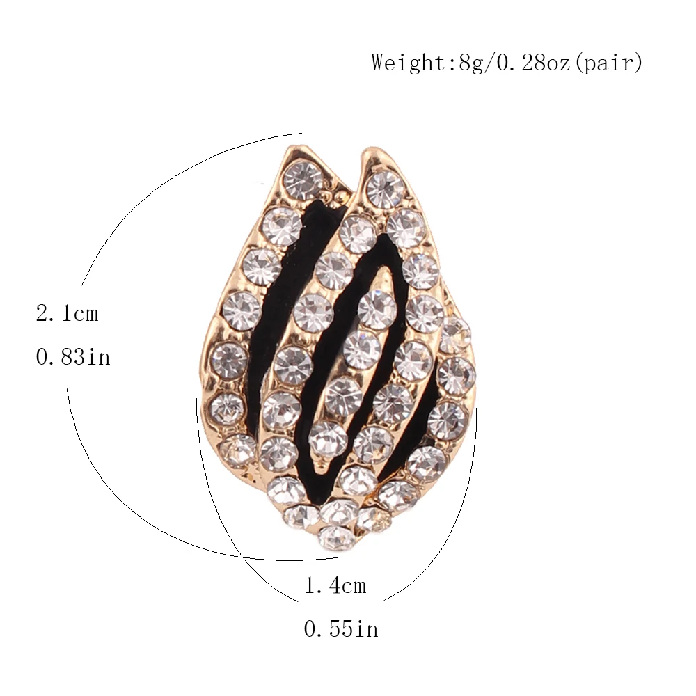 GRACE JUN Gold Black Color Flame Shape Clip on Earrings Without Pierced for Women No Ear Hole Earrings ear clip earrings clip earrings ear clip