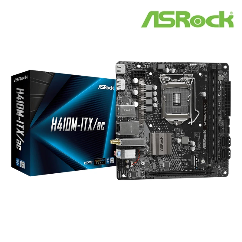 ASROCK H410M-ITXac Intel H410 DDR4 2933+(OC)MHz M.2 USB 3.2 New Max-64G Double Channel Socket 1200 Motherboard | Компьютеры и офис