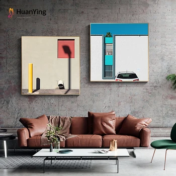 

Nordic Colorful Painting Pictures Unique Building Corners Details Canvas Poster Wall Art Picture for Living Room Scandinavian