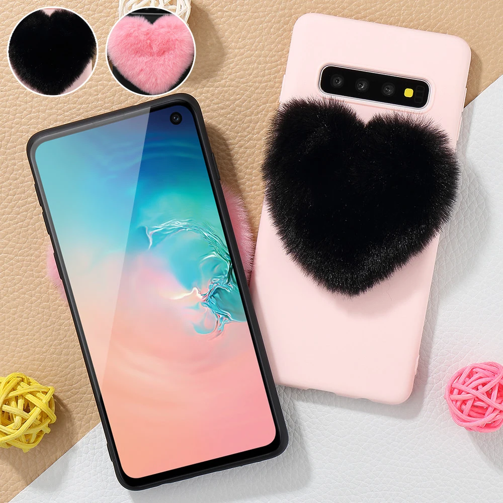 Милый пушистый чехол LAPOPNUT с объемным изображением сердца для Samsung Galaxy S20 Ultra S9 Plus S10