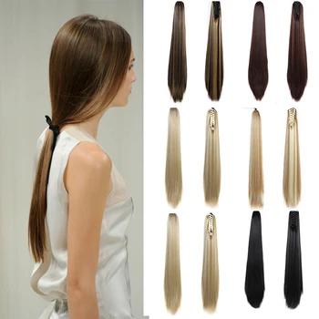 

DIANQI 24 inches long grams of silk straight high temperature synthetic ponytail with claw clip wig, suitable for women
