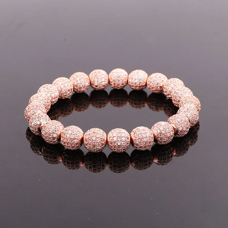 Punk Style Men Women Bracelet 10MM CZ Pave Ball Luxury Elastic Bracelet Men Women Jewelry Gift - Image 5