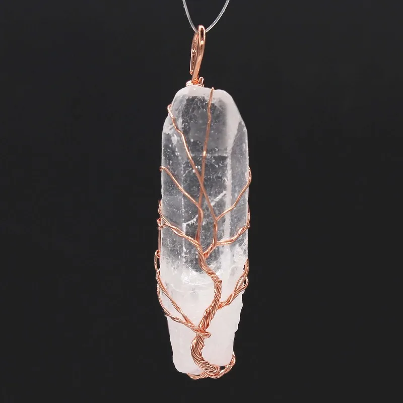Рейки 7 Чакра Дерево жизни ожерелье и кулон для женщин натуральный кристалл кварца целебные подвески с камнями Длинные мужские цепочки