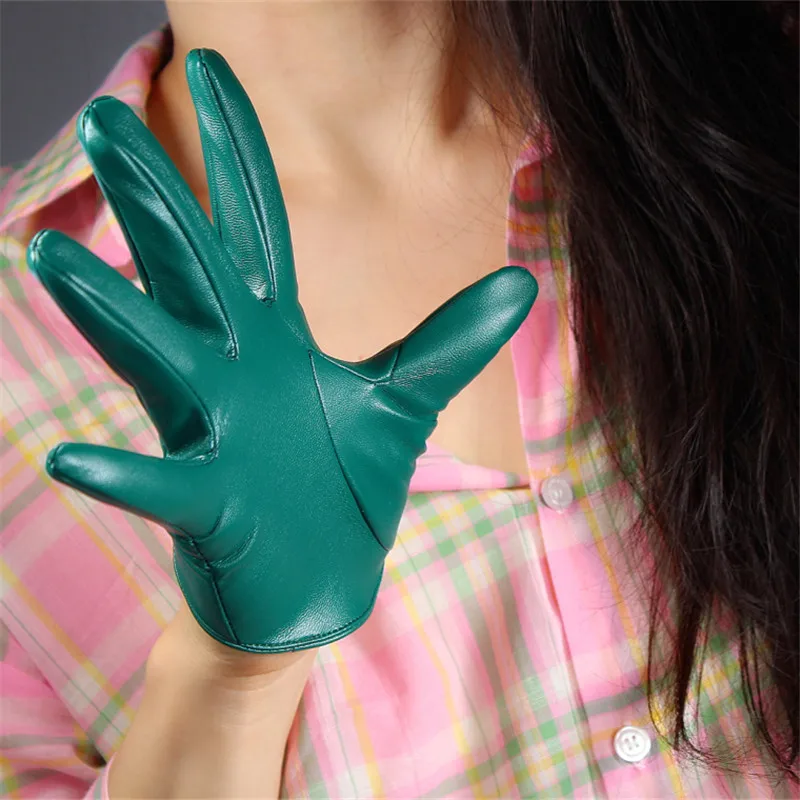 Кожаные перчатки для сенсорного экрана длиной 2" 50 см из имитации кожи ягненка темно-зеленые женские перчатки с длинным рукавом WPU162
