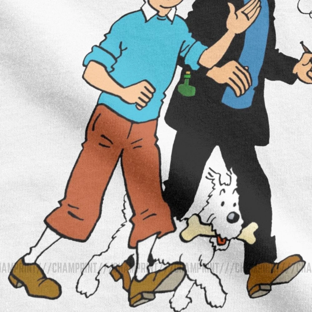 Ceny Tintin i Captain Haddock T Shirt dla mężczyzn bawełniane t shirty na co dzień wycięcie pod szyją przygody Tintin Tee odzież z krótkim rękawem
