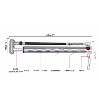 

WHEELUP Bike Bicycle Mini Pump Portable Floor External Pressure Gauge Inflator Quick Pumping Durable Pump
