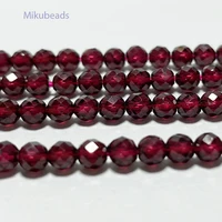 Natural AAA Brazil Red Garnet 4mm Faceted Round Beads Shinny Stone For Jewelry Making DIY Bracelet Necklace Strand Woman 1