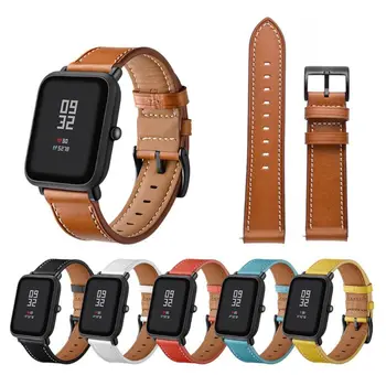 

Genuine Leather Watch Strap Metal Buckle Sport Wristband Belt for HUAMI AMazfit Bip GTS Smart Watch Bracelet Accessories