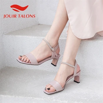 

JOUIR TALONS Brand Design Genuine Leather Women Sandals Strange Style Heels Peep Toe Crystal Pumps Summer Dress Women Shoes